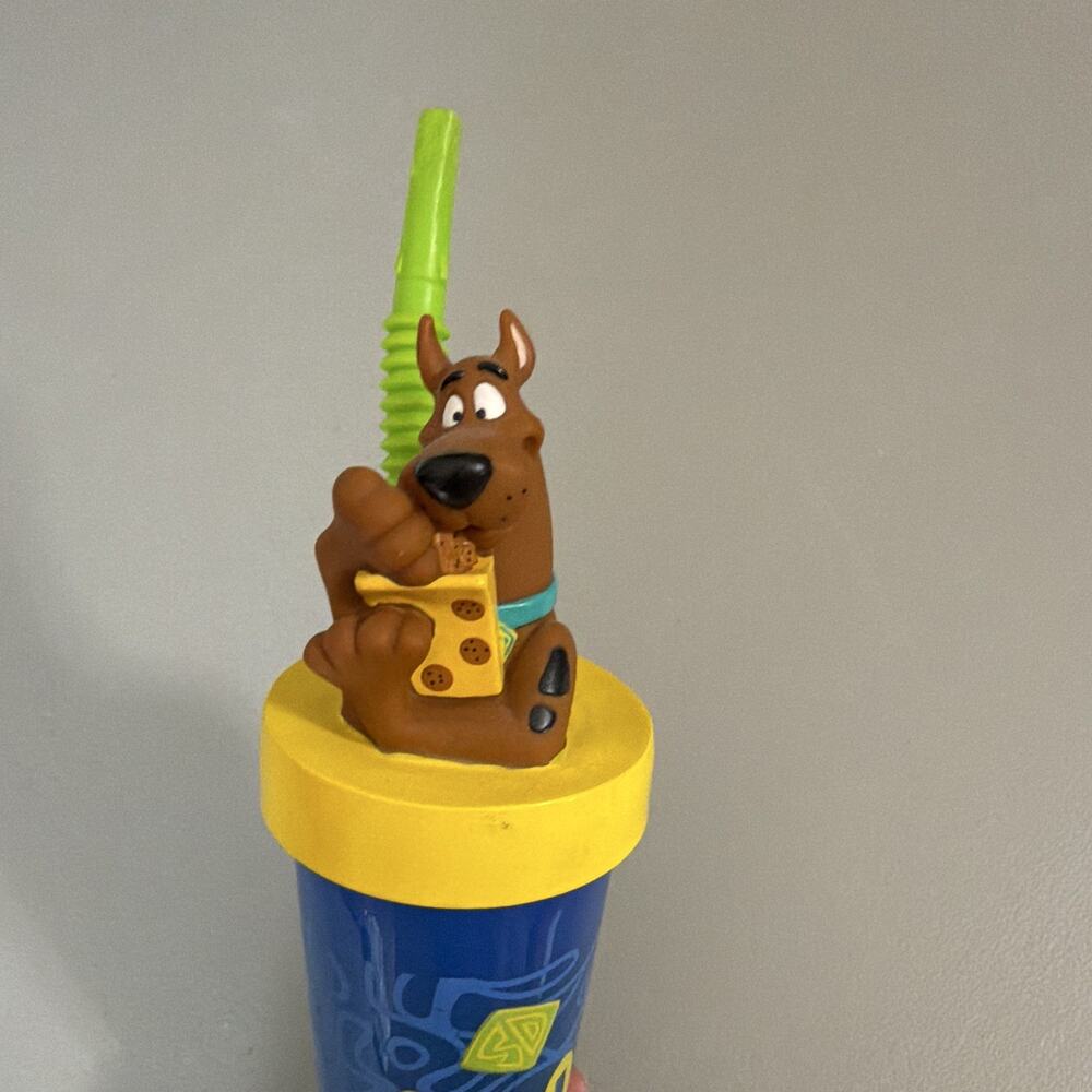 Scooby-Doo Figural Plastic Cold Cup w/ Straw, Blue Yellow Green Brown